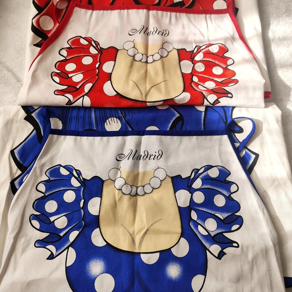 Polka Dot Apron Set - Red and Blue